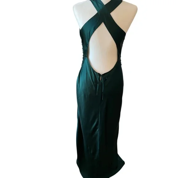 NWT Reformation Anaiis Silk Dress Size 6 Hunter - Picture 6 of 11